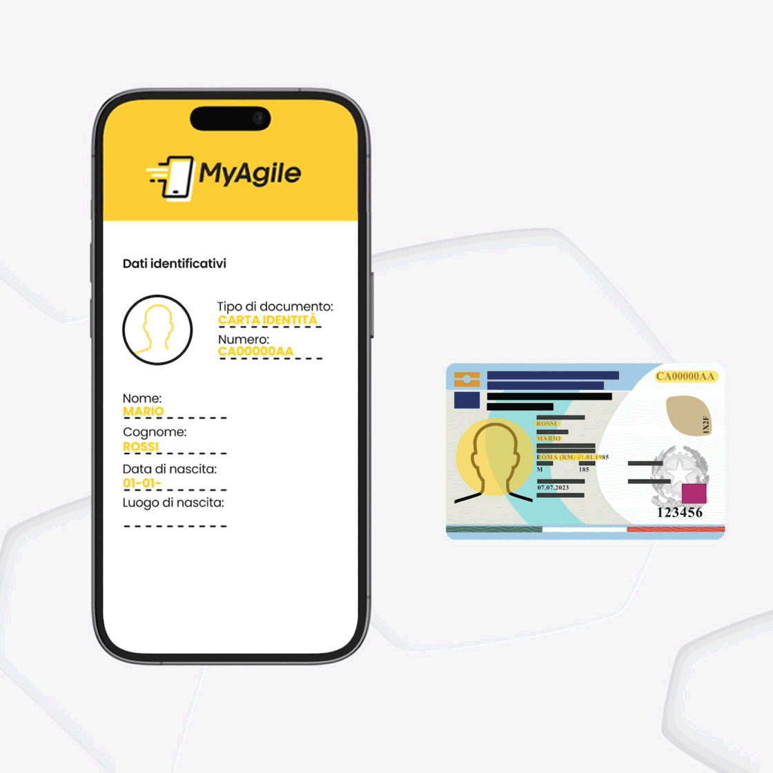 App MyAgile - schermata dati e oggetto